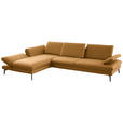 ECKSOFA in Echtleder Currygelb  195/308 cm  - Currygelb/Schwarz, Design, Leder/Metall (195/308cm) - Dieter Knoll