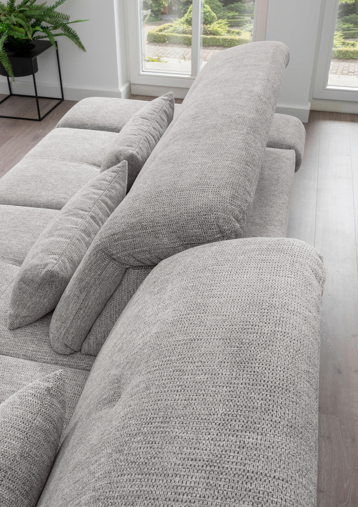 ECKSOFA in Chenille Grau  - Chromfarben/Grau, Modern, Textil/Metall (300/196cm) - Livetastic