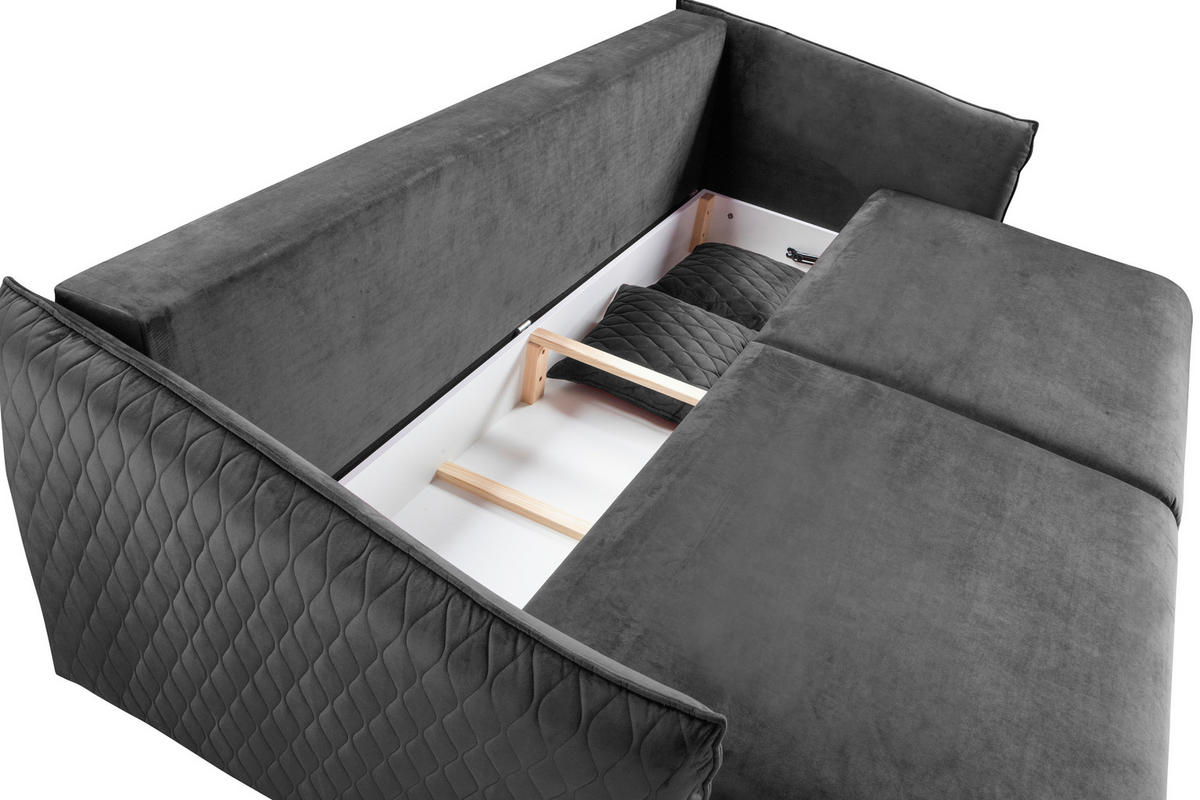 SCHLAFSOFA Samt Grau  - Goldfarben/Grau, Basics, Textil/Metall (235/96/104cm) - MID.YOU