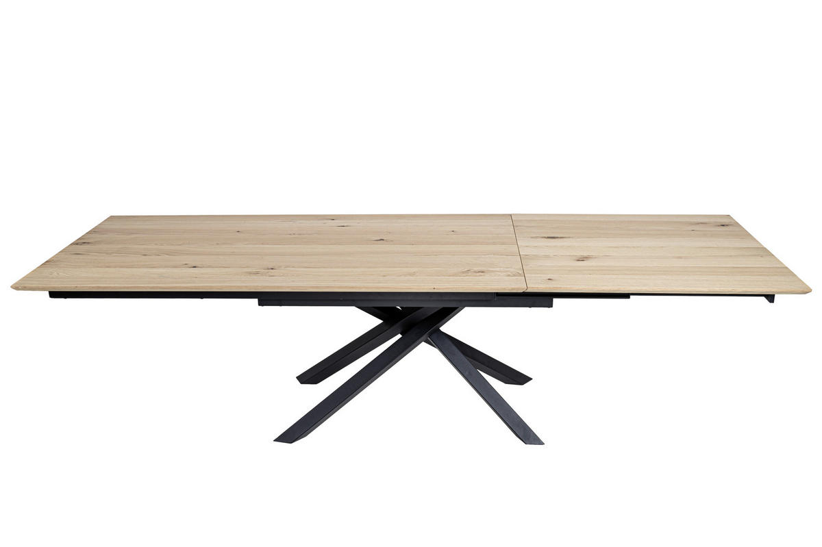 ESSTISCH 190-290/100/76 cm Echtholz, Nachbildung  Holz, Metall, Holzwerkstoff ausziehbar rechteckig Schwarz, Eichefarben  - Eichefarben/Schwarz, MODERN, Holz/Holzwerkstoff (190-290/100/76cm) - Valnatura
