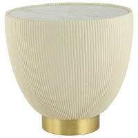BEISTELLTISCH Creme rund  - Goldfarben/Creme, Design, Textil/Stein (47/45cm) - Kayoom