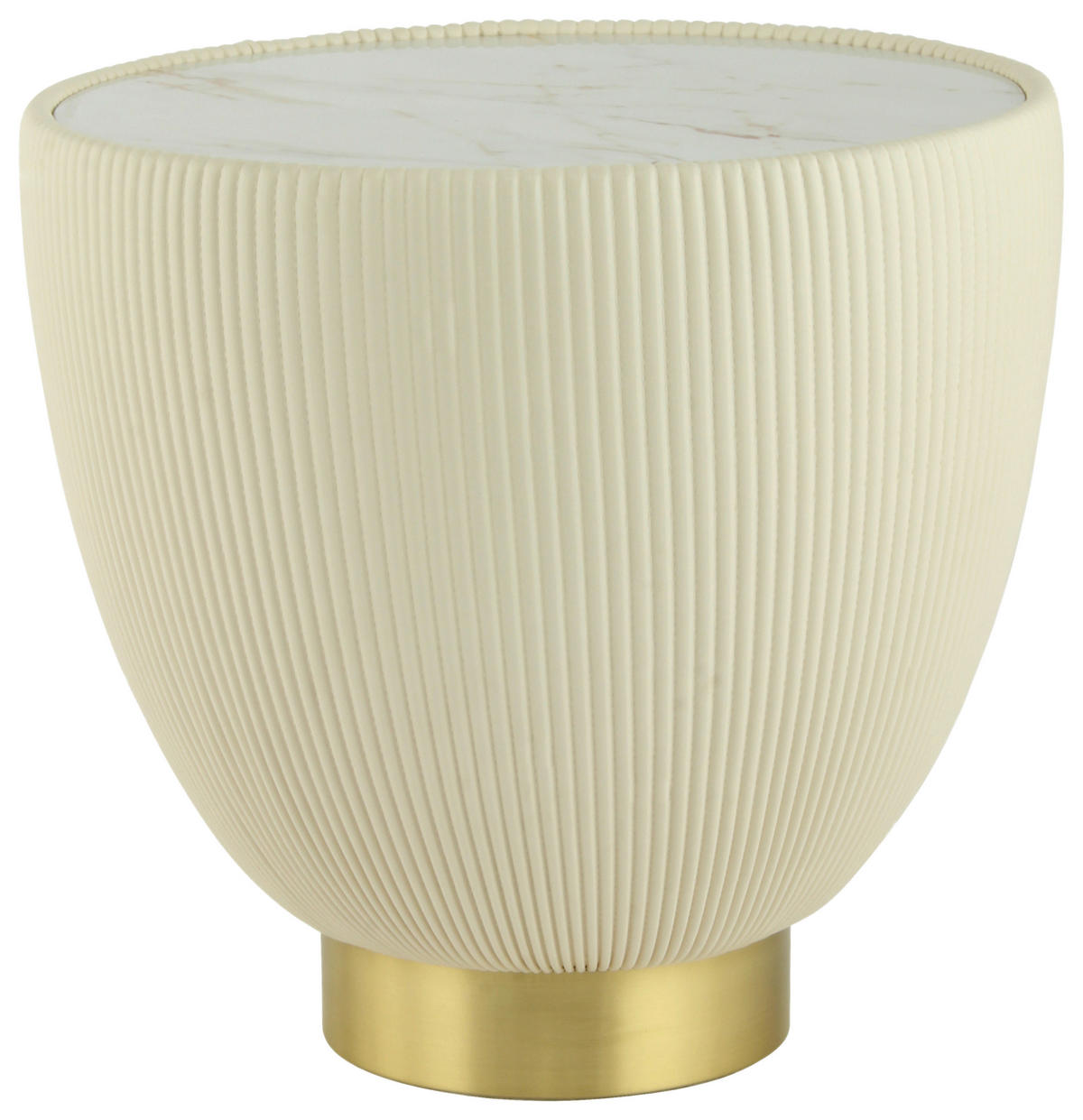 BEISTELLTISCH Creme rund  - Goldfarben/Creme, Design, Textil/Stein (47/45cm) - Kayoom