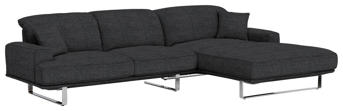 ECKSOFA in Webstoff Graphitfarben  - Graphitfarben, Design, Textil/Metall (304/184cm) - Dieter Knoll