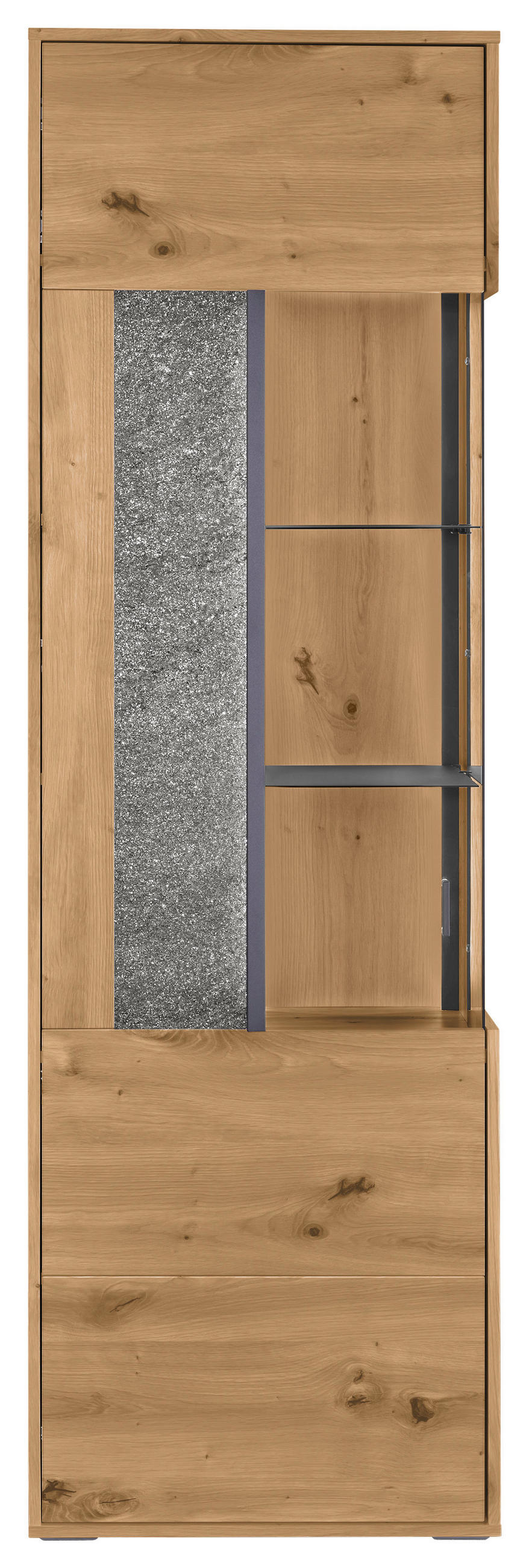 VITRINE in Eiche Artisan  - Dunkelgrau/Eiche Artisan, Design, Glas/Holzwerkstoff (63,7/204/37,2cm) - SetOne by Musterring