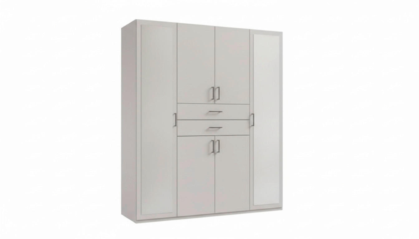 KLEIDERSCHRANK 180/208/58 cm,  in Grau, Sahara, 6 Tür(en)  - Schwarz/Grau, MODERN, Glas/Holz (180/208/58cm) - P & B