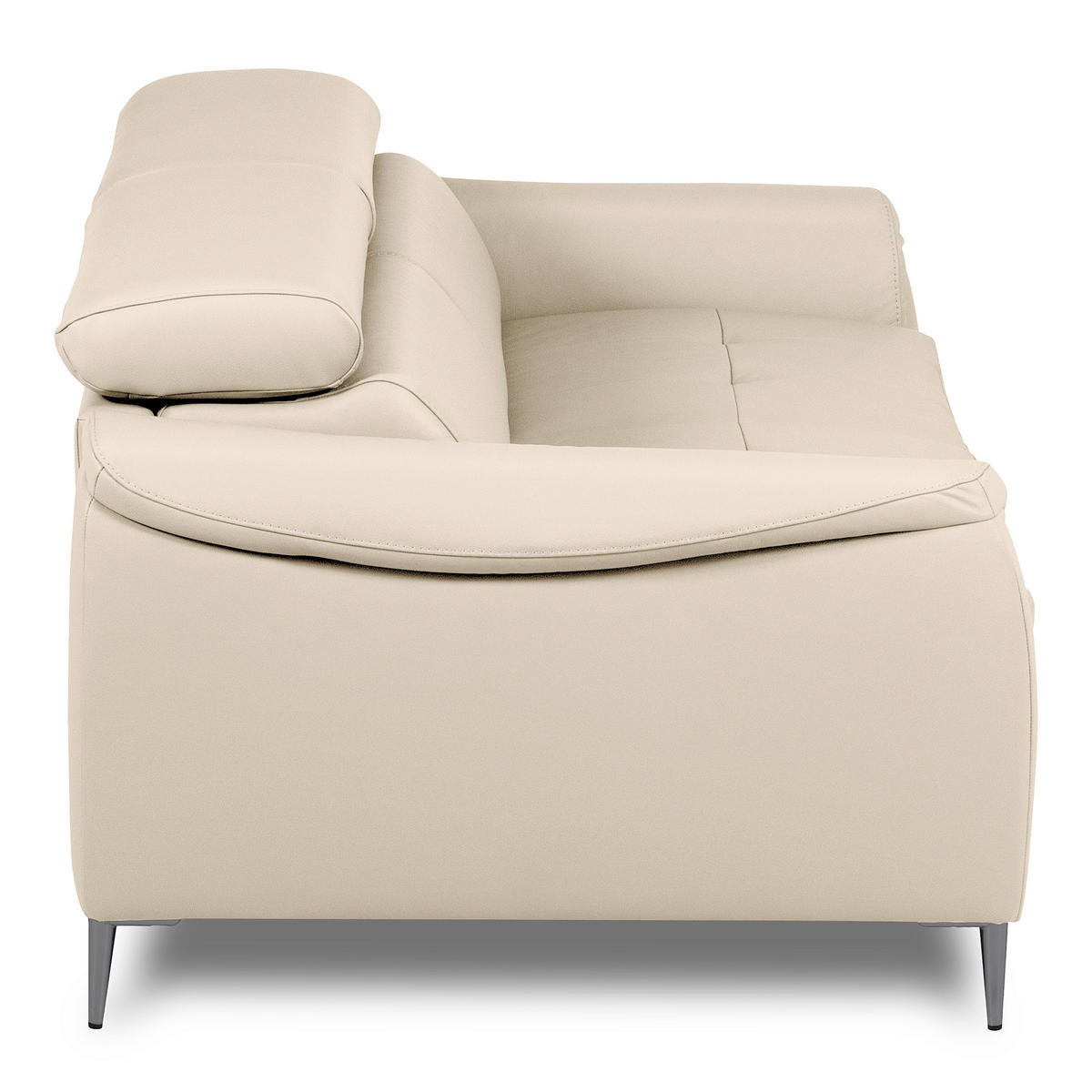 SCHLAFSOFA PAFOS Beige Echtleder Lederlook  - Beige/Schwarz, Design, Leder/Textil (203/77-98/103cm) - MID.YOU