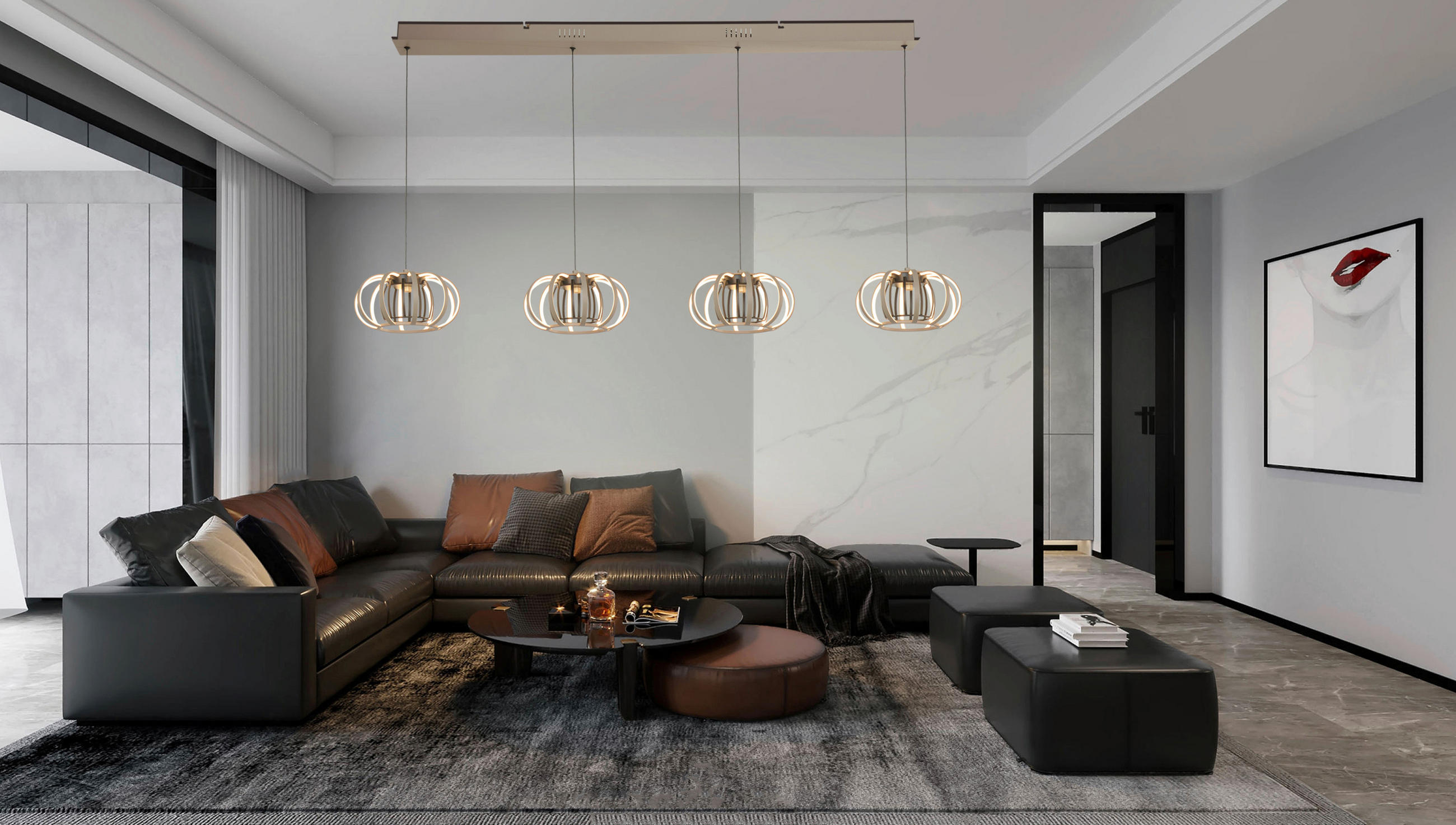 LED-HÄNGELEUCHTE Salo 130/22/150 cm   - Sandfarben/Schwarz, Basics, Metall (130/22/150cm)