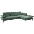ECKSOFA in Echtleder Opal  308/195 cm  - Opal/Schwarz, Design, Leder/Metall (308/195cm) - Dieter Knoll