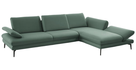 ECKSOFA in Echtleder Opal  308/195 cm  - Opal/Schwarz, Design, Leder/Metall (308/195cm) - Dieter Knoll