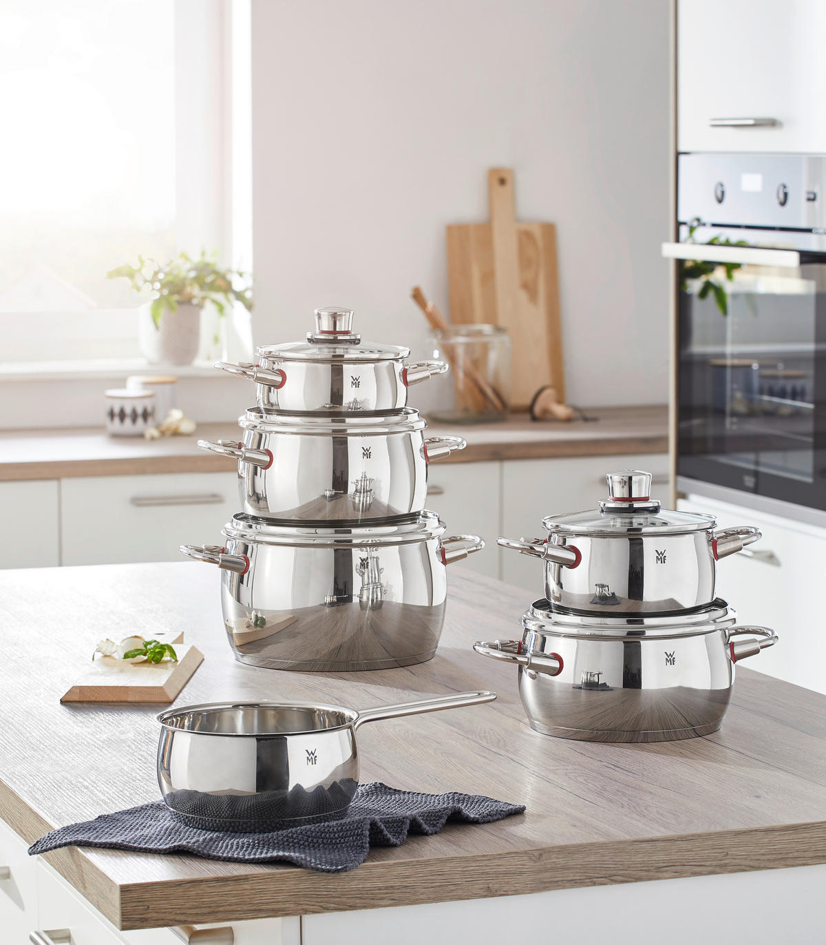 KOCHTOPFSET Quality One 6-teilig  - Silberfarben, Basics, Glas/Metall - WMF