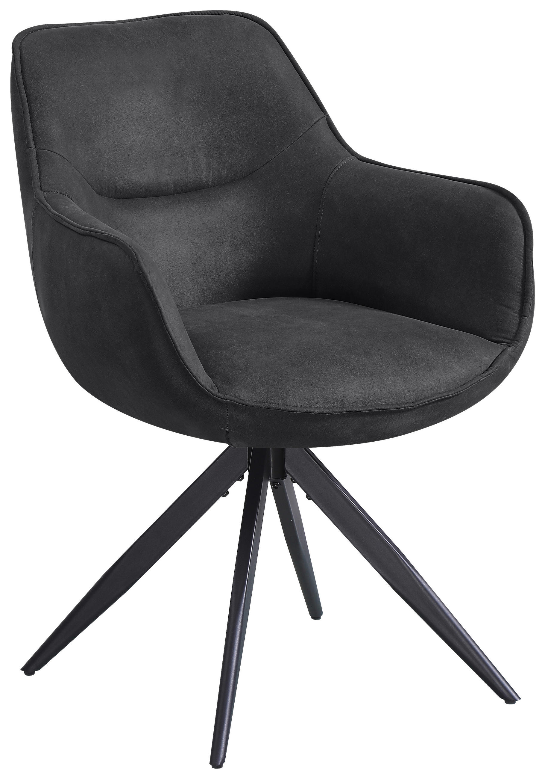 ARMLEHNSTUHL  in Eisen Mikrofaser  - Dunkelgrau/Schwarz, Design, Textil/Metall (64/86/63cm) - Carryhome