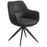 ARMLEHNSTUHL  Sitzfläche 360° drehbar Mikrofaser  - Dunkelgrau/Schwarz, Design, Textil/Metall (64/86/63cm) - Carryhome