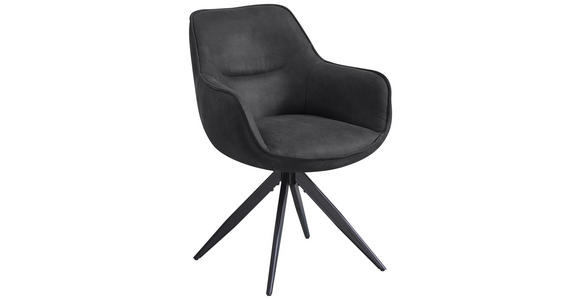 ARMLEHNSTUHL  Sitzfläche 360° drehbar Mikrofaser  Dunkelgrau  - Dunkelgrau/Schwarz, Design, Textil/Metall (64/86/63cm) - Carryhome