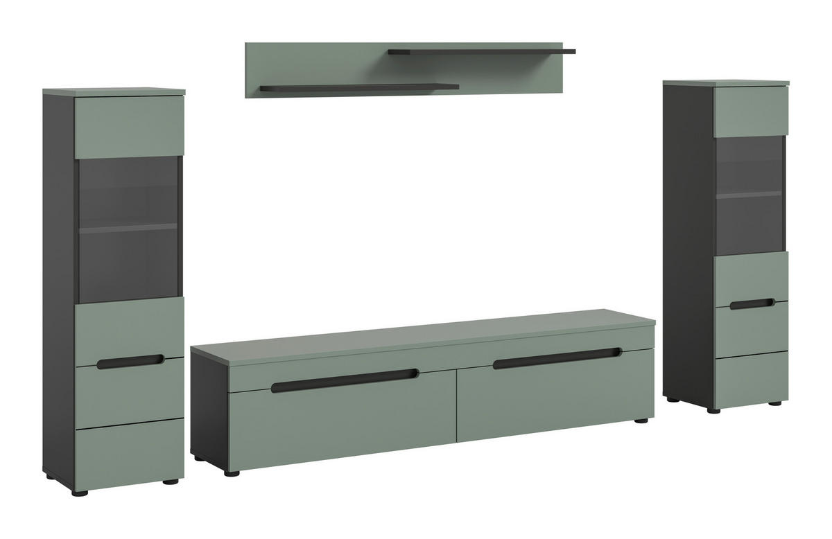 OBÝVACÍ STĚNA  - černá, Design, kompozitní dřevo/plast (272/141/33cm) - Livetastic