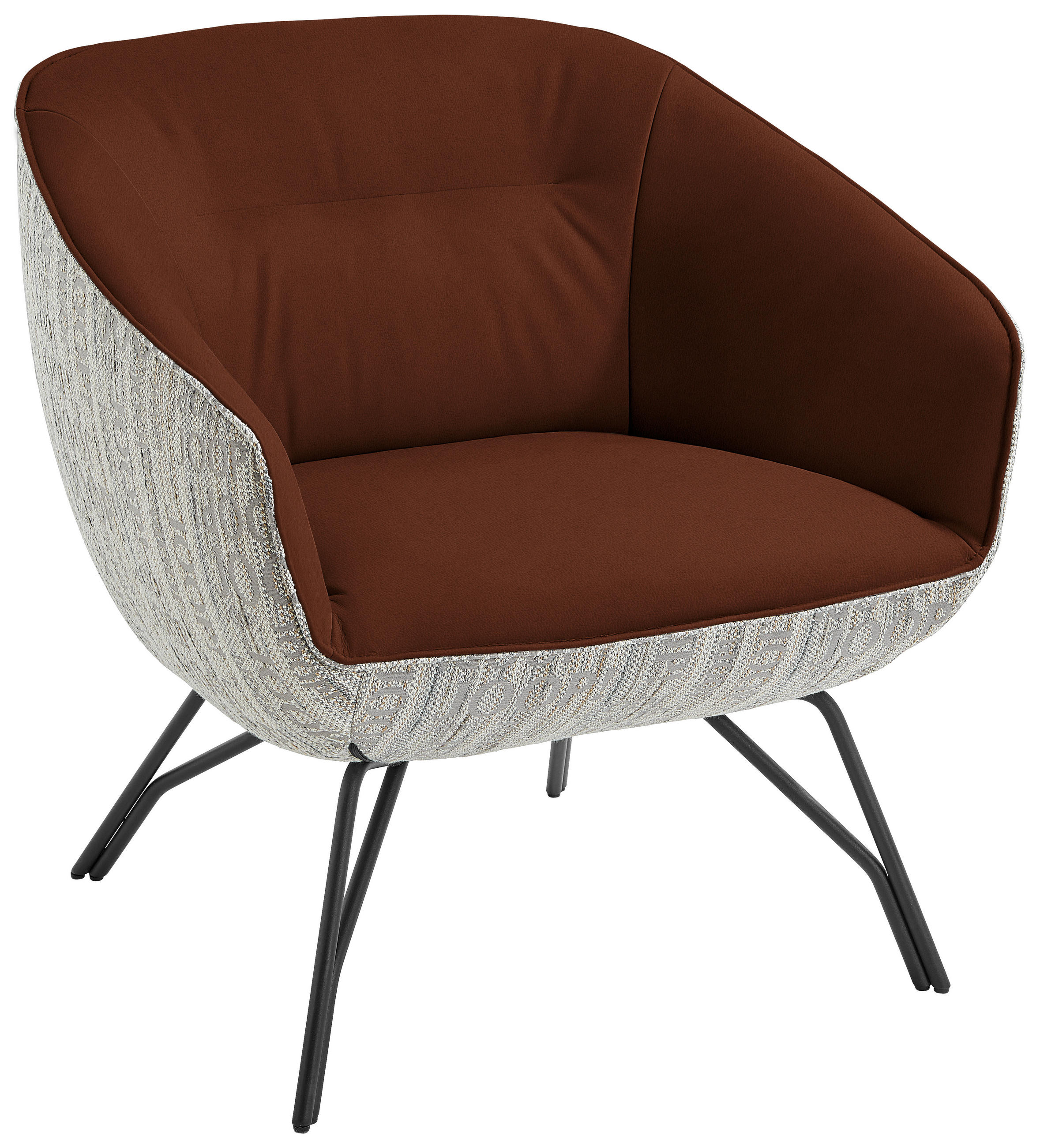 COCKTAILSESSEL - Hellbraun/Anthrazit, Design, Leder/Textil (76/80/73cm) - Joop!