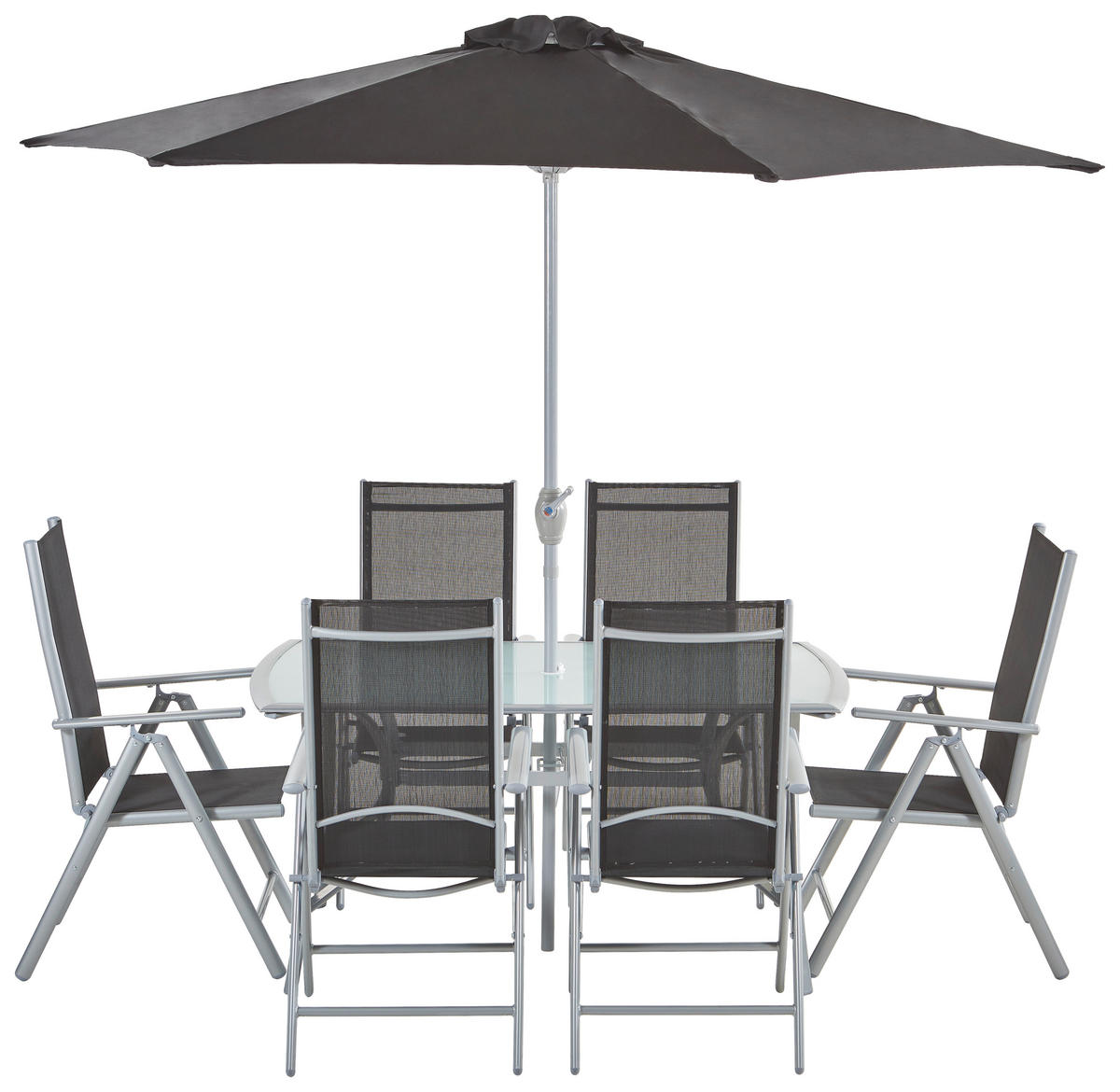 SÚPRAVA ZÁHRADNÉHO NÁBYTKU kov, plast, sklo, textil - antracitová/hliníková, Konventionell, kov/textil - Ambia Garden