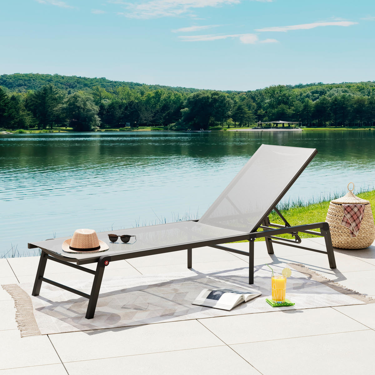 TRONOŽNA LEŽALJKA  antracit  metal, tekstil      - antracit, Design, metal/tekstil (60/31/94/194cm) - Ambia Garden