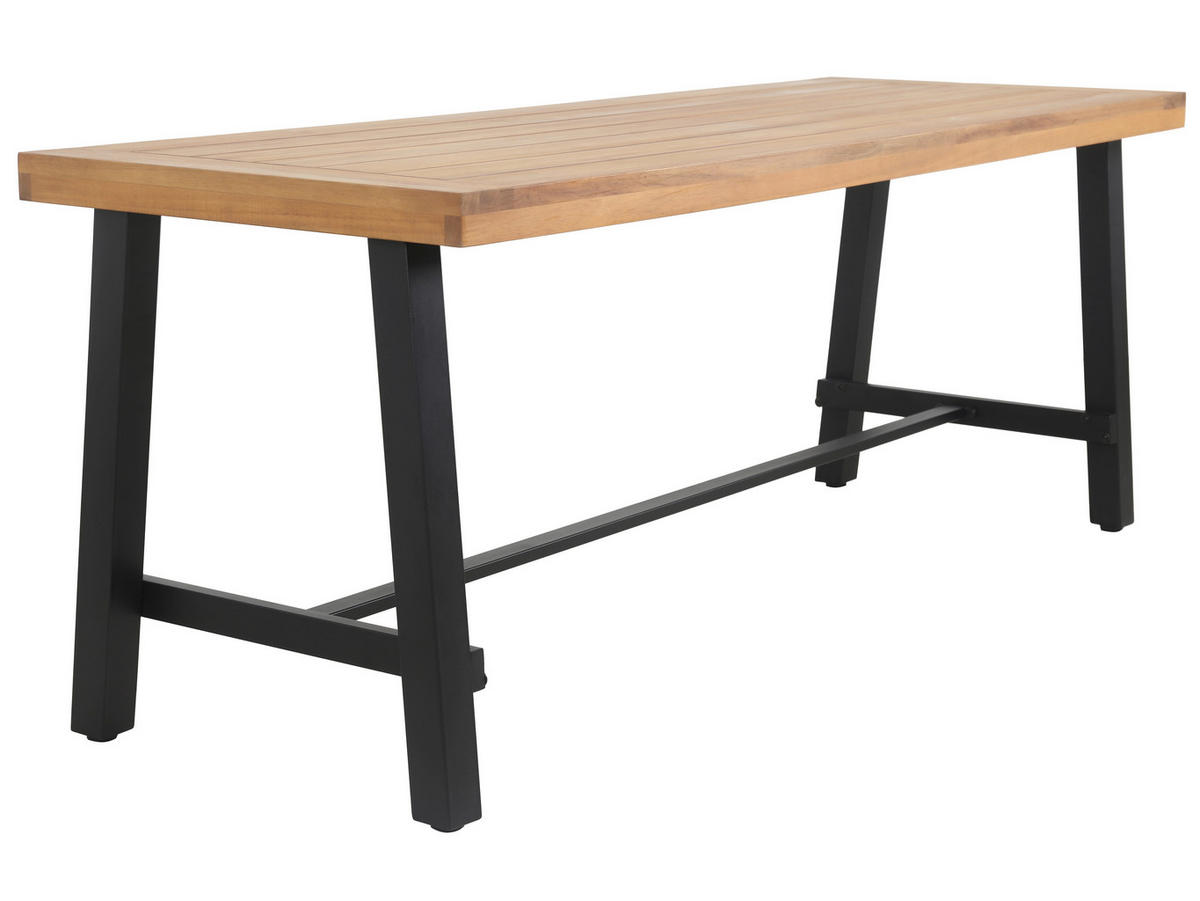GARTENTISCH 120/70/76 cm Holz, Metall rechteckig  - Schwarz/Akaziefarben, Design, Holz/Metall (120/70/76cm) - Ambia Garden