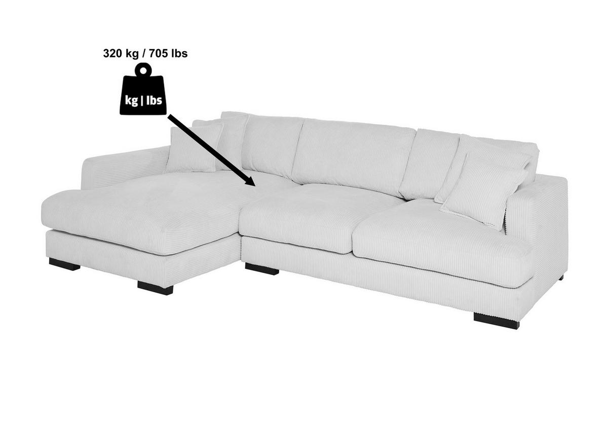 ECKSOFA  RELAX ASPEN CORNER M-L EU Weiß, Ecru Cord  - Ecru/Schwarz, MODERN, Holz/Textil (271/166cm) - Livetastic