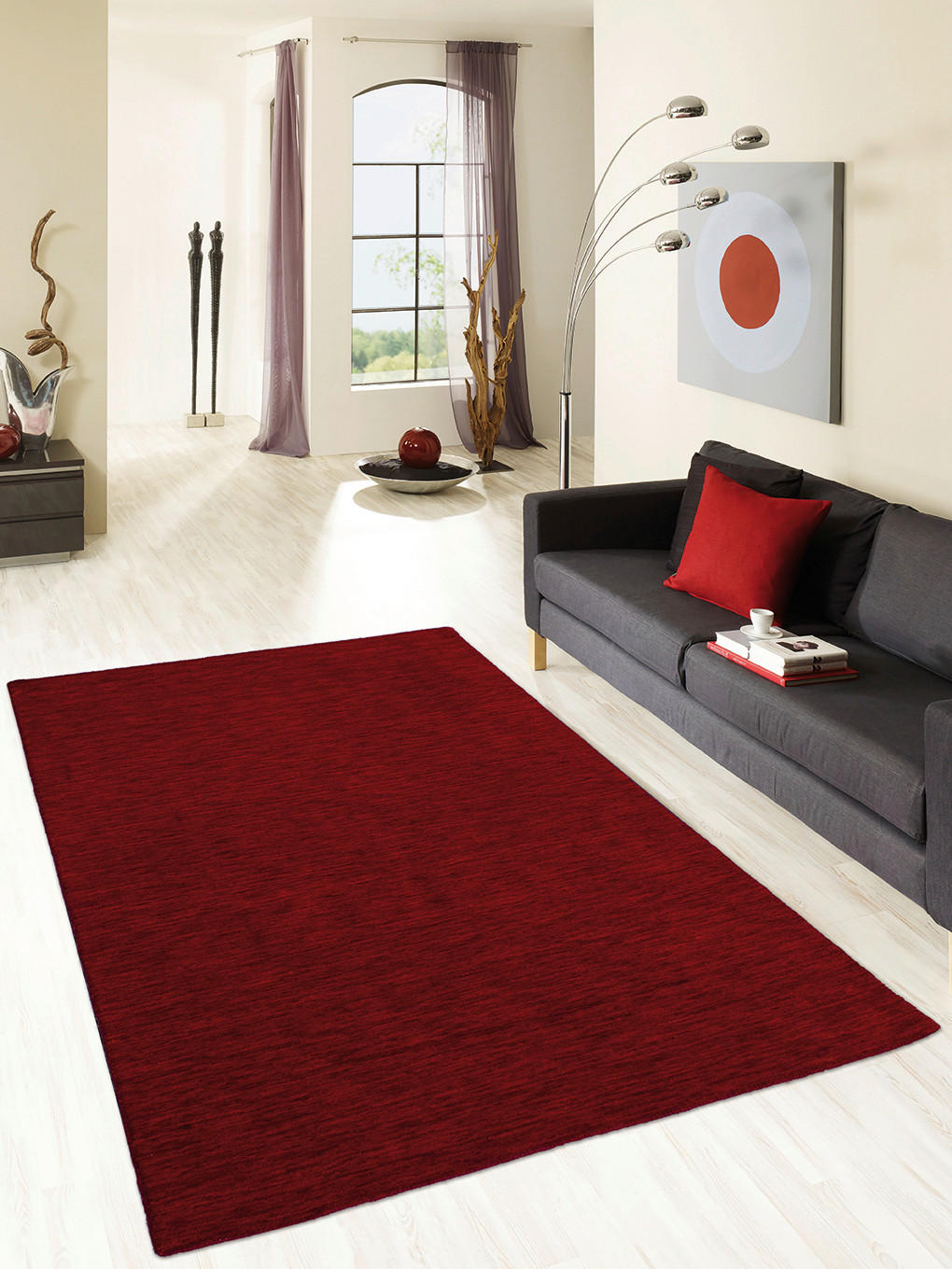 WOLLTEPPICH 68421 NONZA - Hellrot/Rot, KONVENTIONELL, Textil (140/200cm) - Cazaris