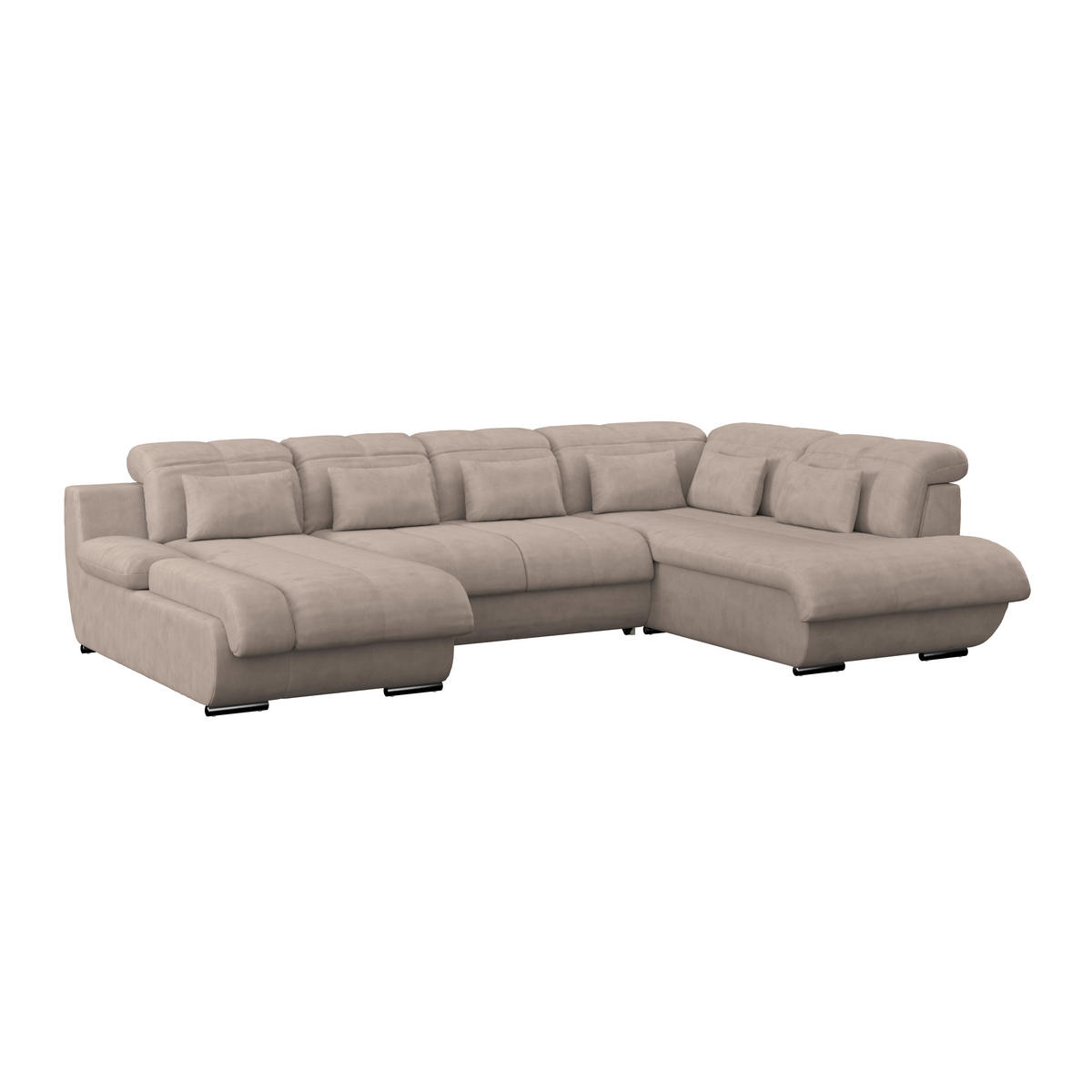 WOHNLANDSCHAFT Beige Mikrofaser  - Chromfarben/Dunkelgrau, MODERN, Textil/Metall (184/345/228cm) - MID.YOU
