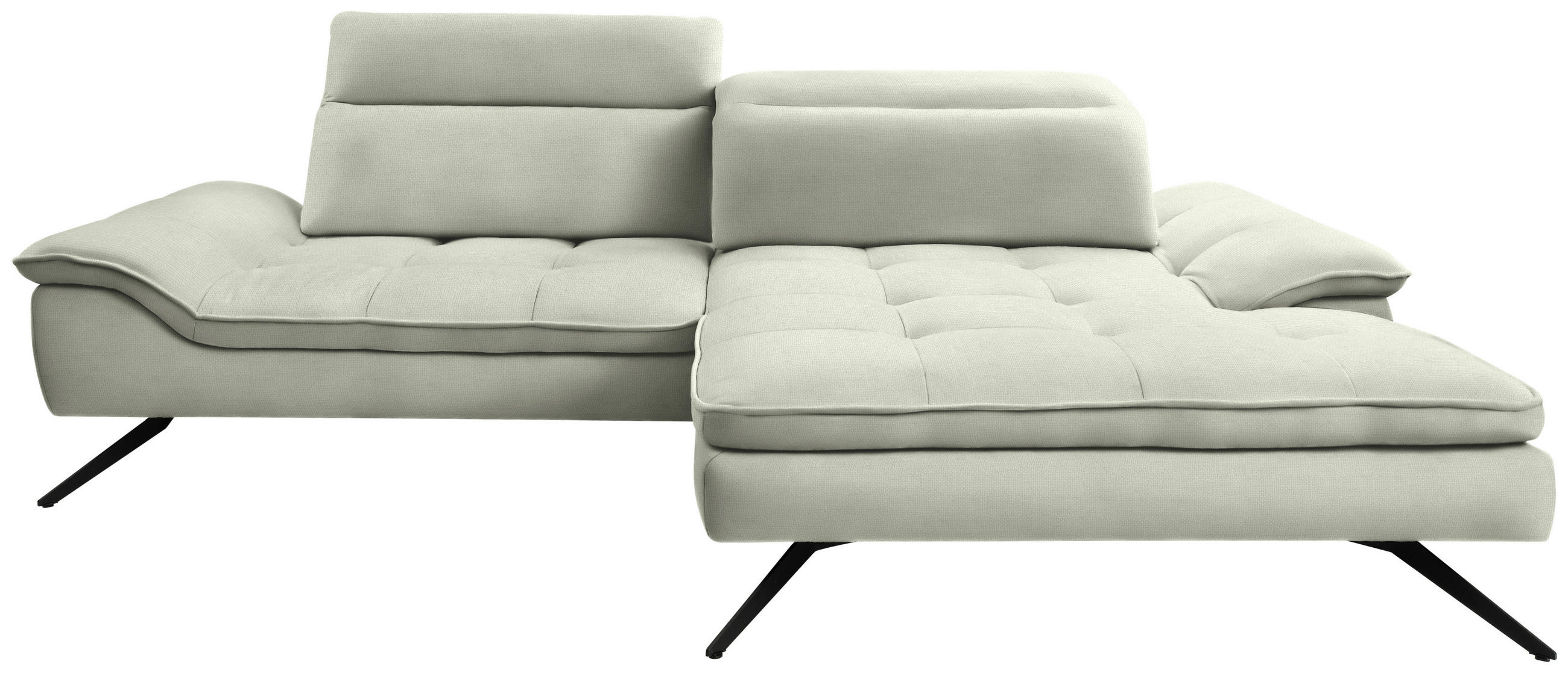 ECKSOFA in Webstoff Weiß  288/179-202 cm  - Schwarz/Weiß, Design, Textil/Metall (288/179-202cm) - Stylife