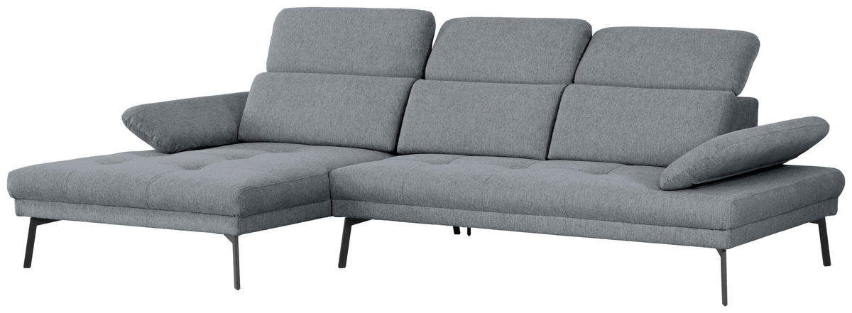 ECKSOFA in Webstoff Dunkelgrau  - Dunkelgrau/Schwarz, Design, Textil/Metall (188/296cm) - Livetastic