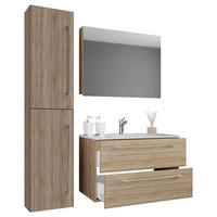 BADEZIMMER 4-teilig  in 93 cm  - Alufarben/Weiß, MODERN, Keramik/Holzwerkstoff (93cm) - MID.YOU