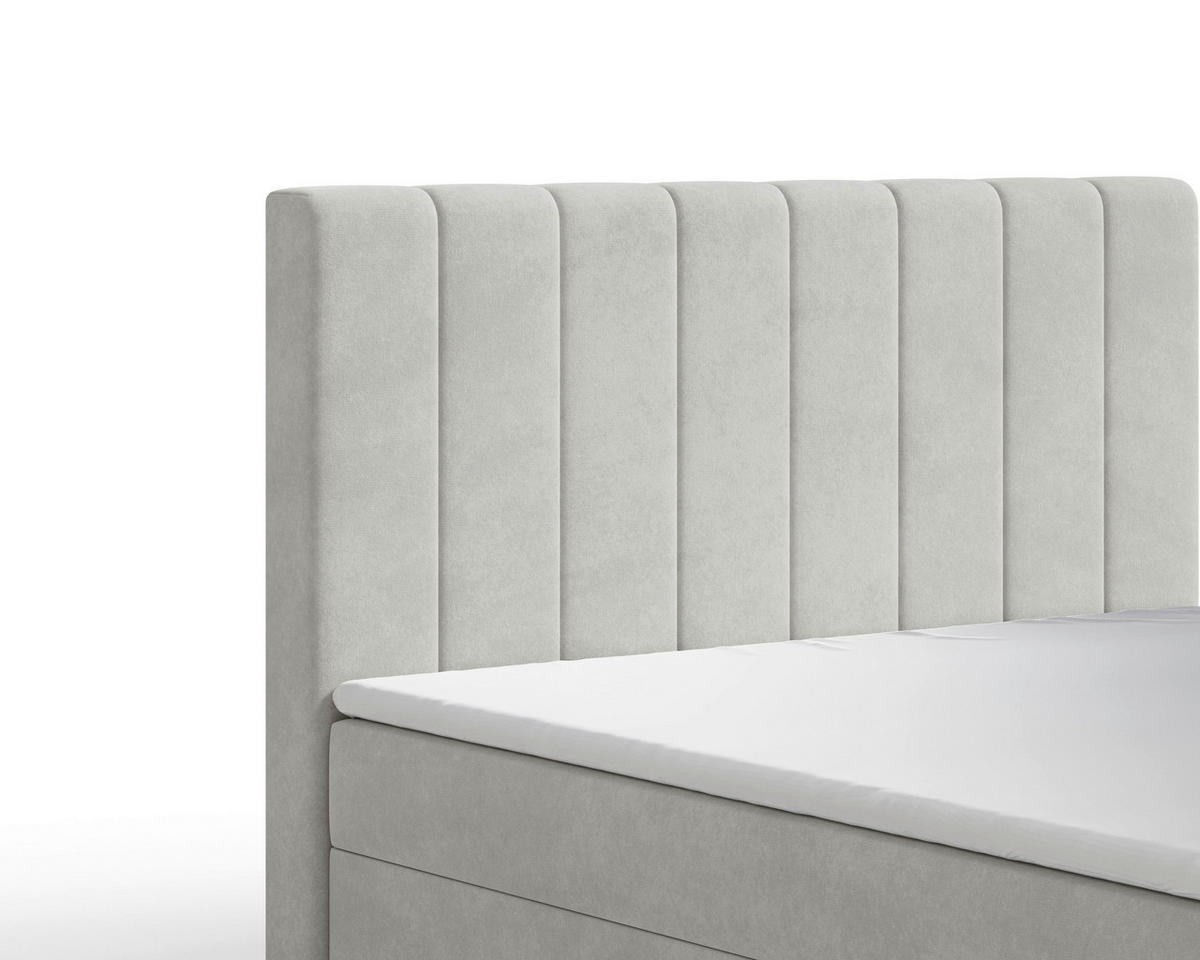 BOXBETT 140/200 cm,  in Silberfarben, Bettkasten, Topper, H2 + H3 = mittel + fest  - Silberfarben/Schwarz, MODERN, Holz/Kunststoff (140/200cm) - MID.YOU