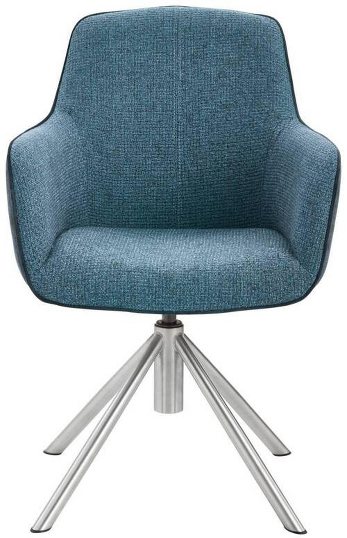 ARMLEHNSTUHL drehbar  in Edelstahl Flachgewebe  - Edelstahlfarben/Petrol, Design, Textil/Metall (60/88/64cm) - Novel
