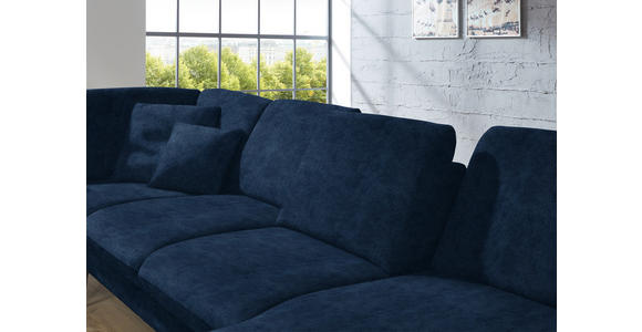 WOHNLANDSCHAFT in Velours Dunkelblau - Schwarz/Dunkelblau, Design, Textil/Metall (208/344/180cm) - Dieter Knoll