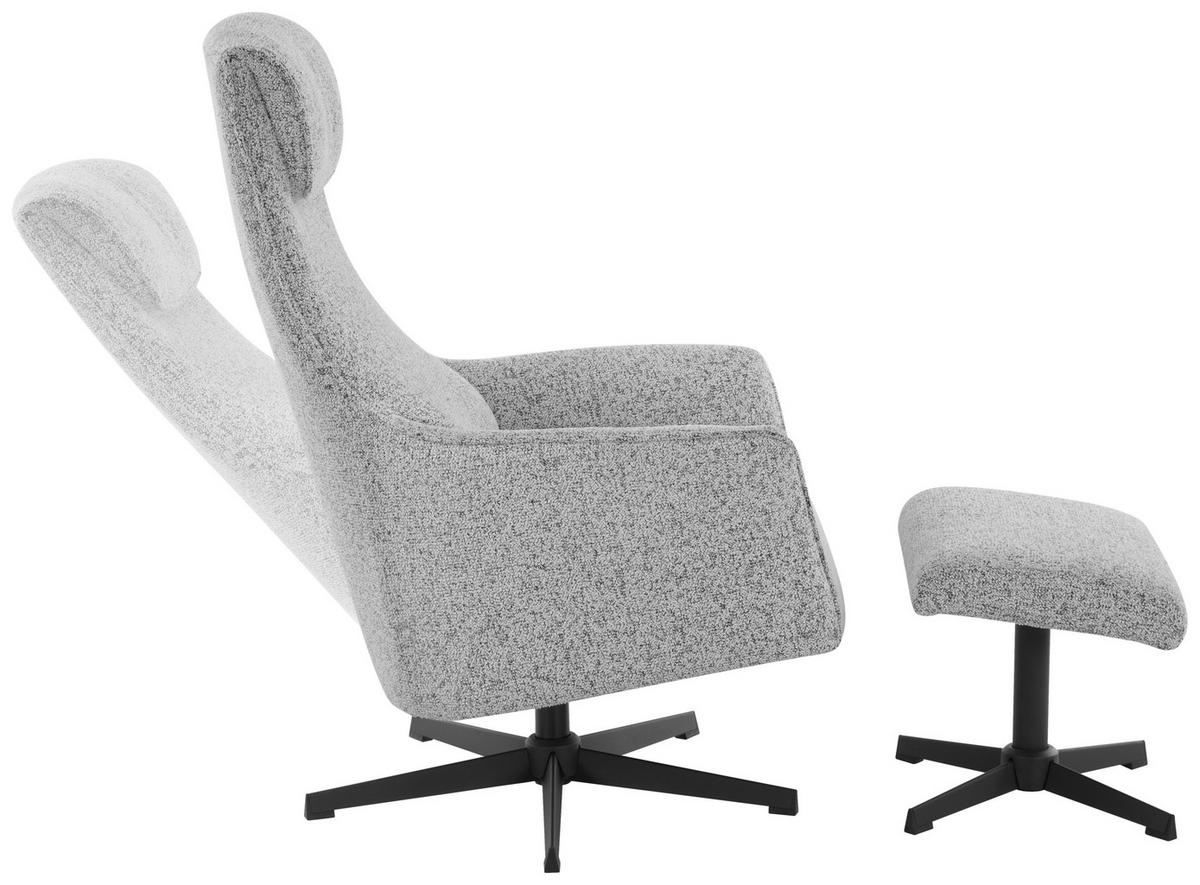RELAXSESSELSET Mikrofaser Relaxfunktion    - Greige/Schwarz, Design, Textil/Metall (76/110/85.5cm) - Welnova