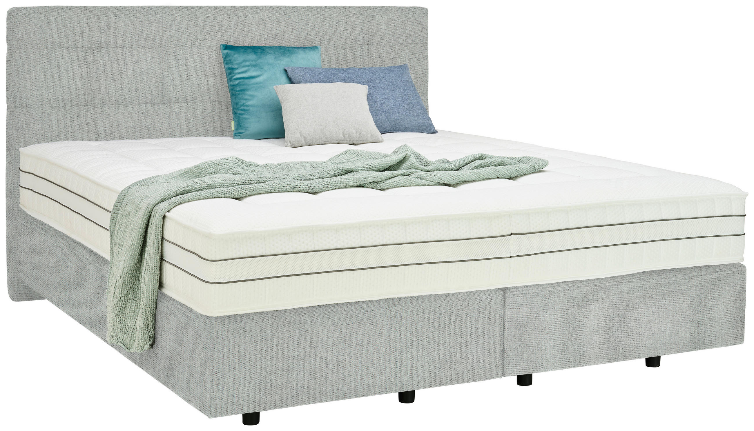 BOXSPRINGBETT 180/200 cm  in Hellgrau  - Hellgrau/Schwarz, Design, Kunststoff/Textil (180/200cm) - Esposa