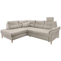 ECKSOFA Beige Chenille Bettkasten, Schlaffunktion, Sitztiefenverstellung, Kopfstütze, Liegefläche im Originalstoff  - Beige/Naturfarben, MODERN, Holz/Textil (206/264cm) - Livetastic