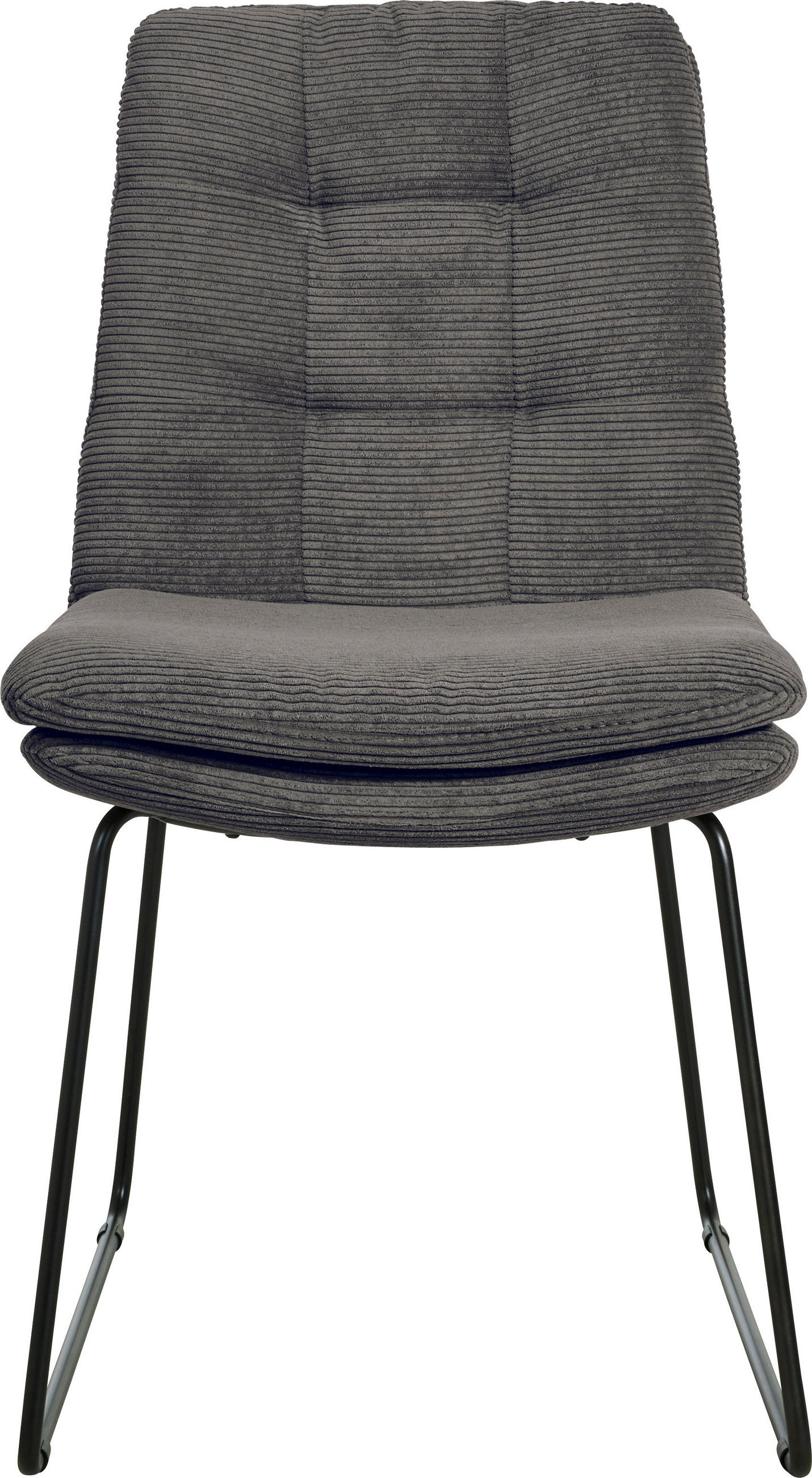 STUHL in Cord - Anthrazit/Schwarz, Design, Textil/Metall (49/90/68cm) - Johann Jakob