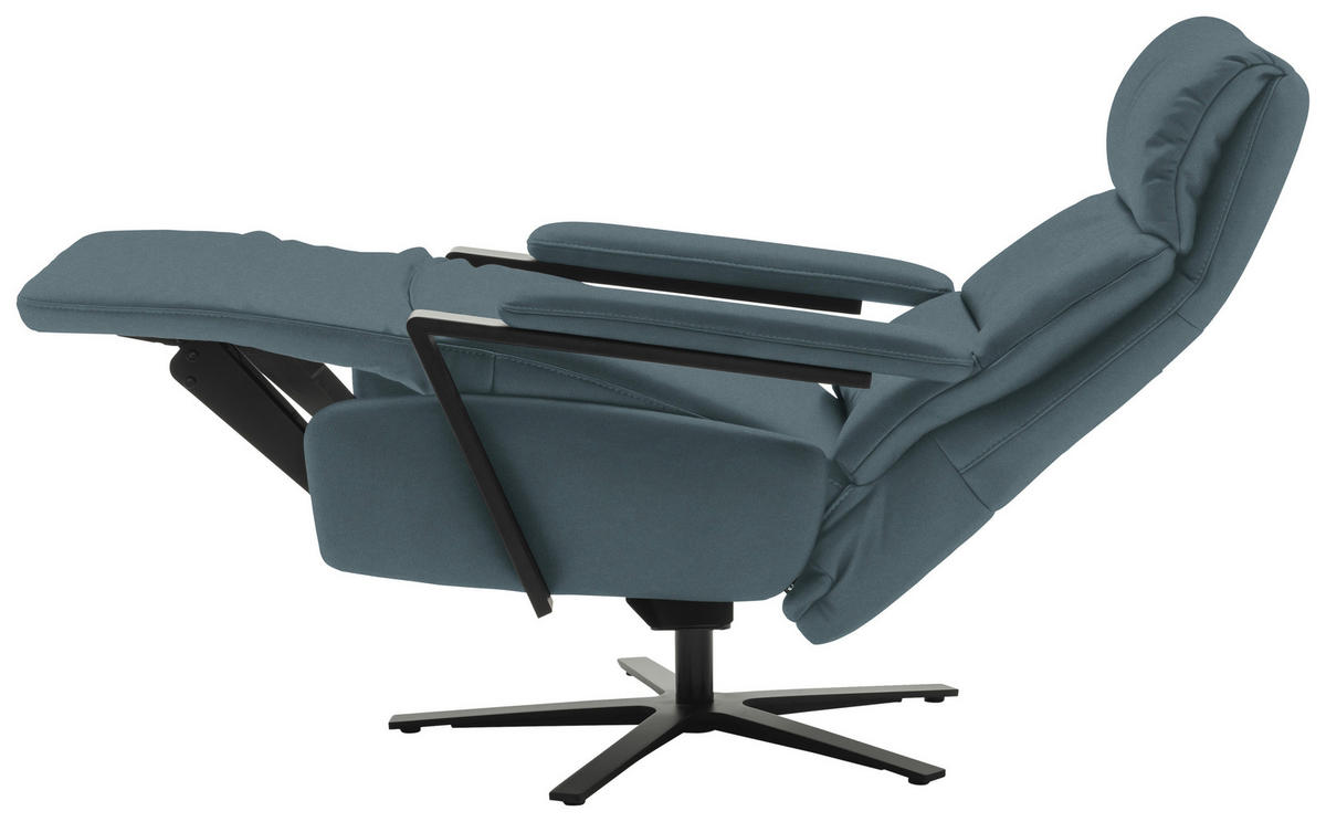 FERNSEHSESSEL  mit Relaxfunktion Echtleder Blaugrau  - Blaugrau/Schwarz, Design, Leder/Metall (74/111/85cm) - Schöner Wohnen