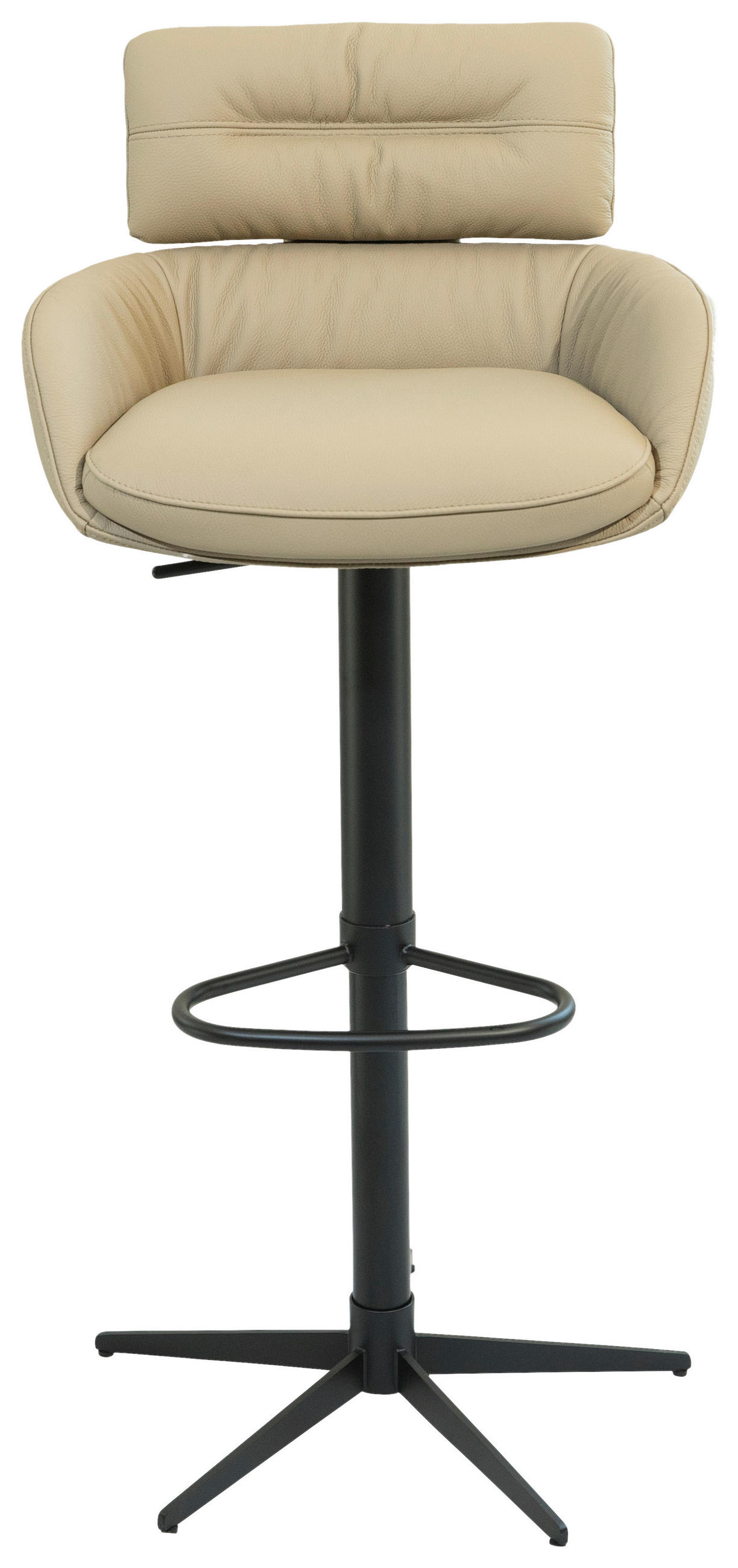 BARHOCKER in Metall, Leder Schwarz, Taupe  - Taupe/Schwarz, Design, Leder/Metall (54/105/53cm) - Dieter Knoll