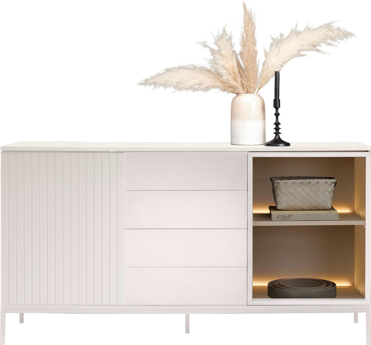 SIDEBOARD  in 153,6/83/38 cm  - Kaschmir, KONVENTIONELL, Glas/Holzwerkstoff (153,6/83/38cm) - Voleo