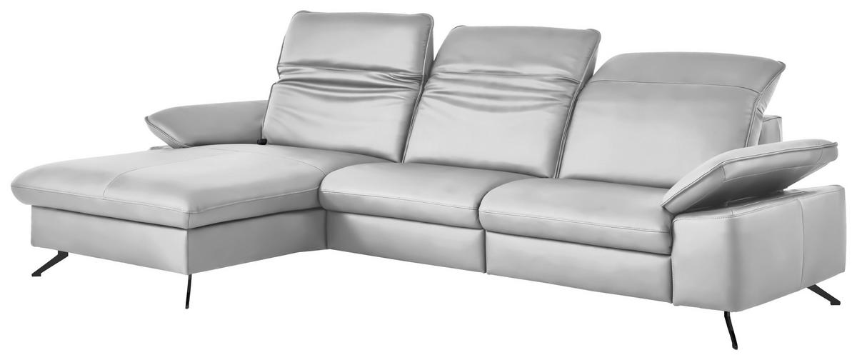 ECKSOFA  Echtleder Weiss  - Weiss/Schwarz, Design, Leder/Metall (169/307cm) - Beldomo Premium
