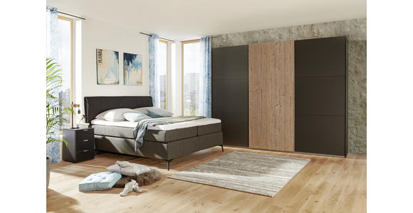 BOXSPRINGBETT 160/200 cm in Anthrazit, Schwarz - Anthrazit/Schwarz, Design, Textil/Metall (160/200cm) - Hom`in