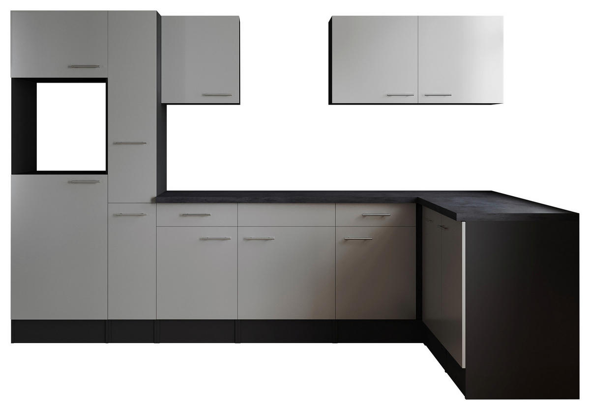 ECKKÜCHE 310/172 cm  in Grau, Weiß  - Silberfarben/Weiß, Design, Holzwerkstoff/Metall (310/172cm) - Respekta