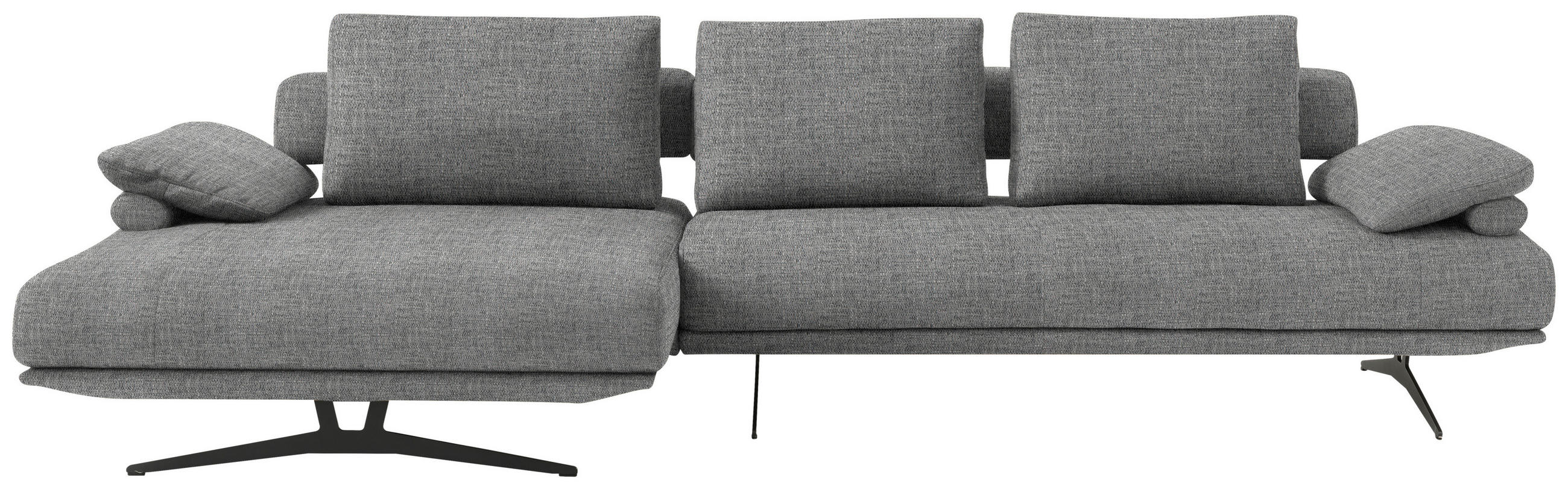 ECKSOFA in Chenille Grau  168/334 cm  - Schwarz/Grau, Design, Textil/Metall (168/334cm) - Dieter Knoll
