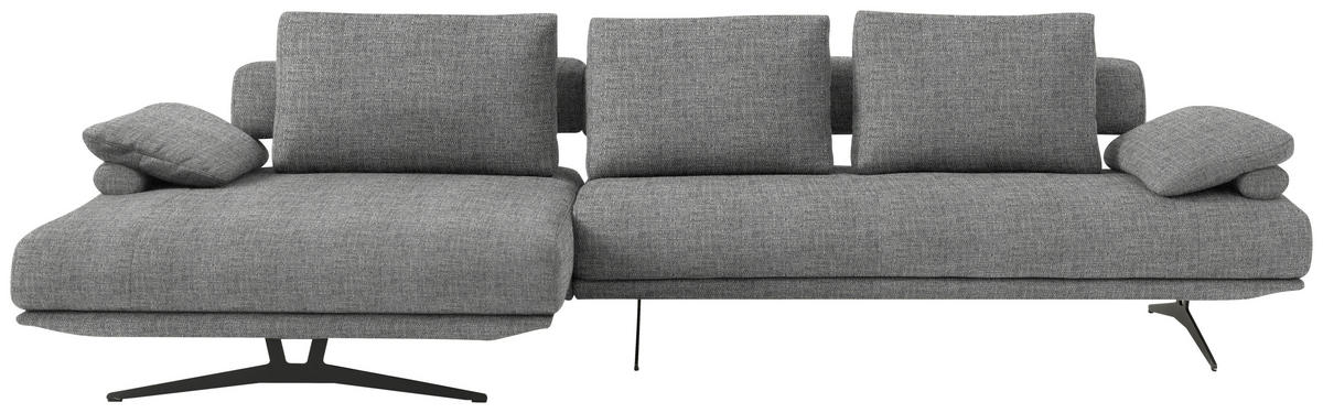 ECKSOFA in Chenille Grau  168/334 cm  - Schwarz/Grau, Design, Textil/Metall (168/334cm) - Dieter Knoll