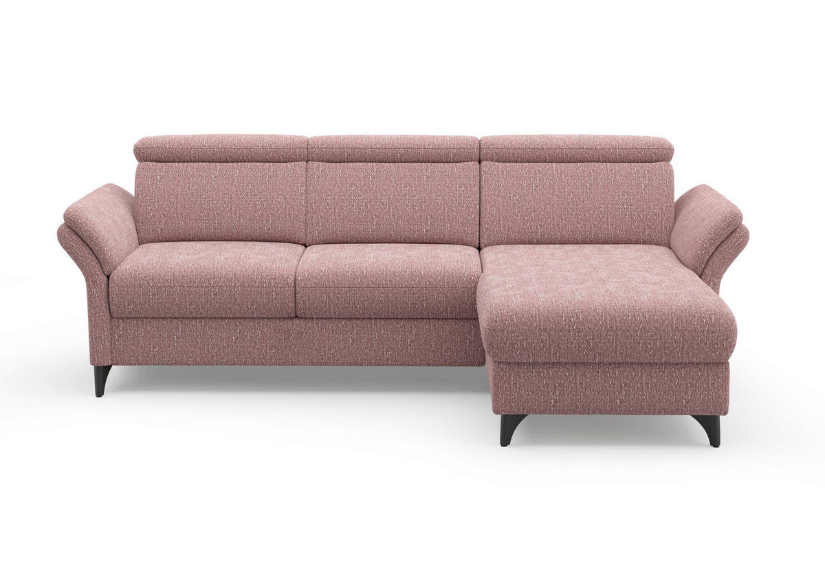 ECKSOFA Chenille Aubergine  - Aubergine/Schwarz, Konventionell, Textil/Metall (253/166cm) - Sit & More
