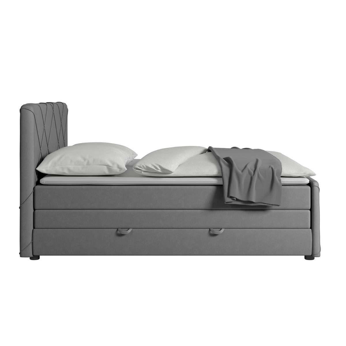BOXSPRINGBETT 180/200 cm  in Hellgrau  - Hellgrau/Schwarz, Modern, Karton/Holz (180/200cm) - MID.YOU