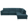 ECKSOFA in Echtleder Blau  - Blau/Alufarben, Konventionell, Leder/Metall (290/249cm) - Beldomo Premium