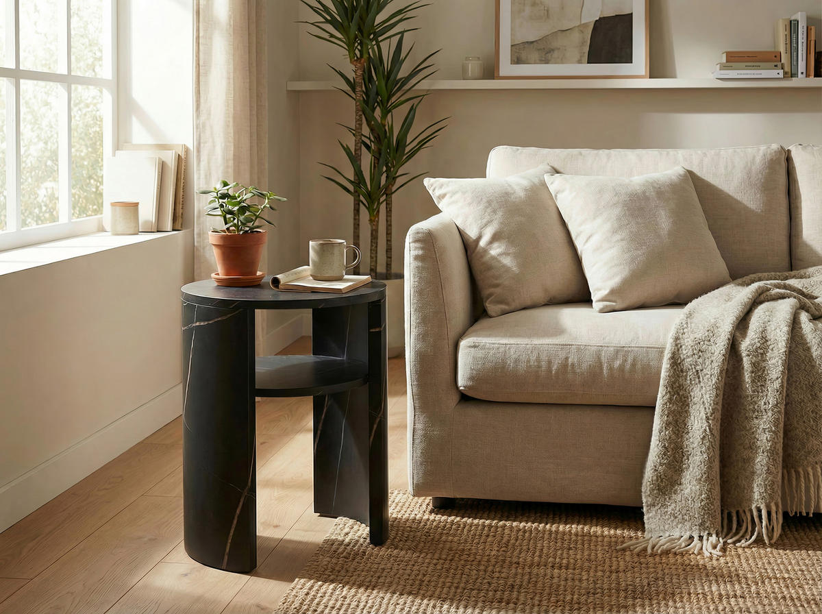 POMOĆNI STOLIĆ crna  drvni materijal   - crna, Trend, drvni materijal (35/45/35cm)