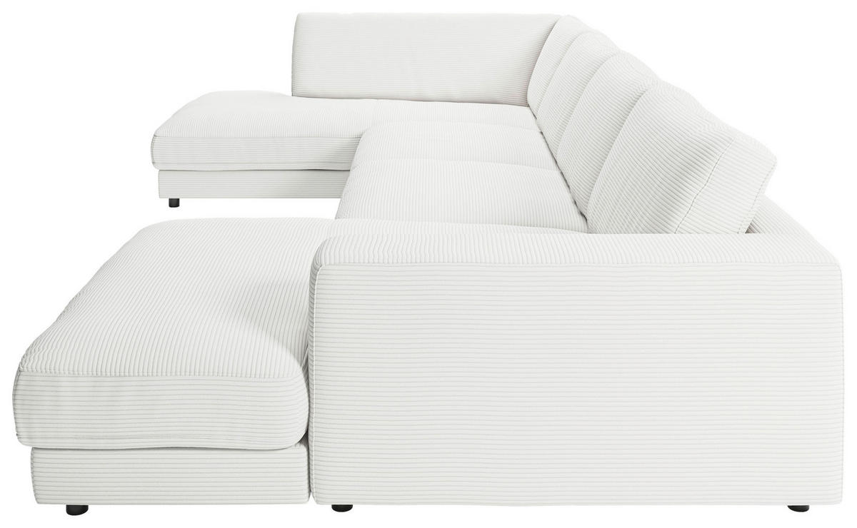 WOHNLANDSCHAFT in Cord Weiss  - Weiss/Schwarz, Design, Kunststoff/Textil (224/425/190cm) - Pure Home Lifestyle