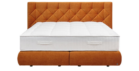 BOXSPRINGBETT 160/200 cm,  in Rostfarben, Matratzen, unterschiedliche Matratzenhärtegrade je Bettseite, H2 + H3 = mittel + fest  - Rostfarben/Schwarz, Design, Kunststoff/Textil (160/200cm) - Dieter Knoll