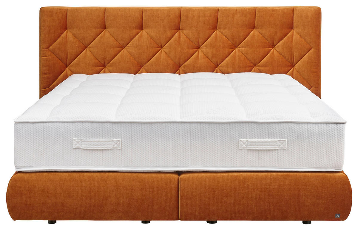 BOXSPRINGBETT 160/200 cm,  in Rostfarben, Matratzen, unterschiedliche Matratzenhärtegrade je Bettseite, H2 + H3 = mittel + fest  - Rostfarben/Schwarz, Design, Kunststoff/Textil (160/200cm) - Dieter Knoll